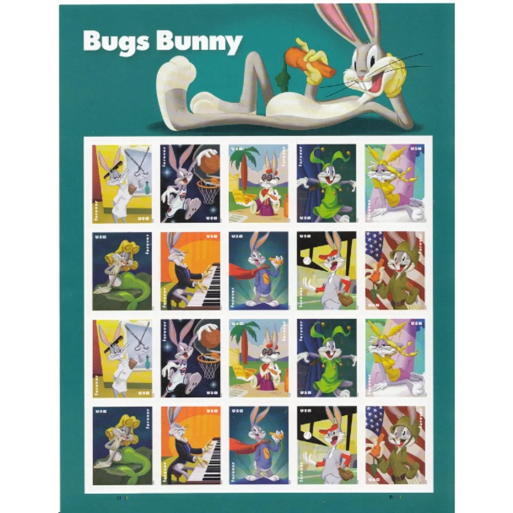 100‎ Bugs Bunny 80th Bday 2020 Forever Postage Stamps USPS Mail Warner Brothers